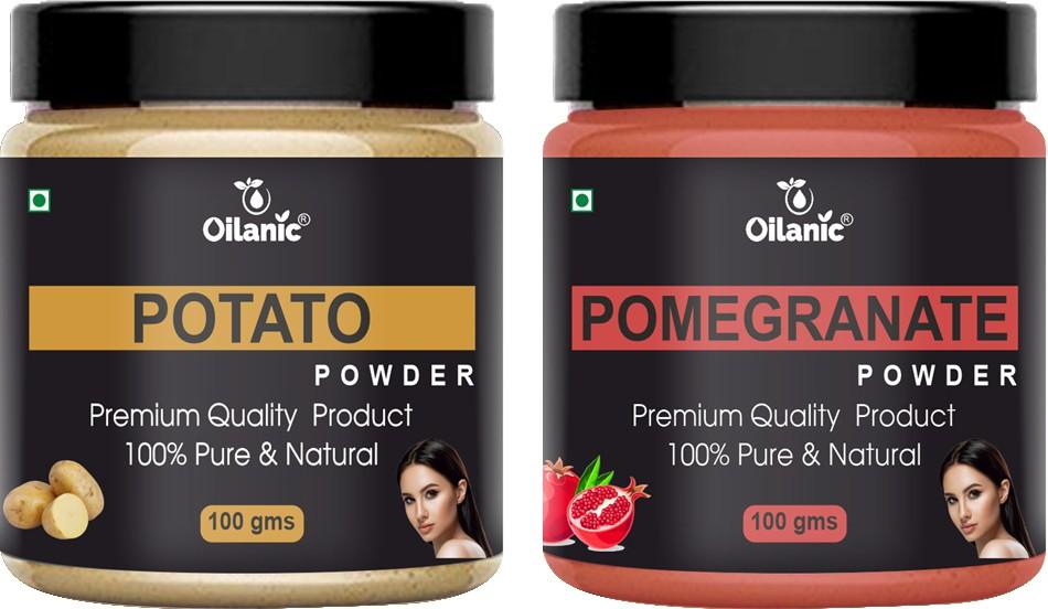 Oilanic  Pure & Natural Potato & Pomegranate Powder- For Skin & Hair Combo Pack of 2 Jar 100gm (200gm)