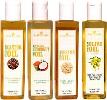 Park Daniel Castor, Virgin Coconut, Sesame & Olive Hair Oil (Pack of 4)