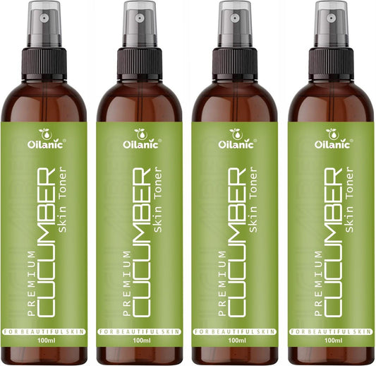 Oilanic Premium Cucumber Skin Toner For Men & Women Combo Pack of 4 Bottles of 100 ml (400 ml )