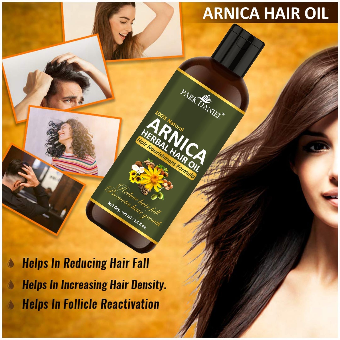 Park Daniel Arnica Herbal Hair Growth Oil - For Hair Growth & Strong & Shiny Hairs For Men & Women (100 ml)