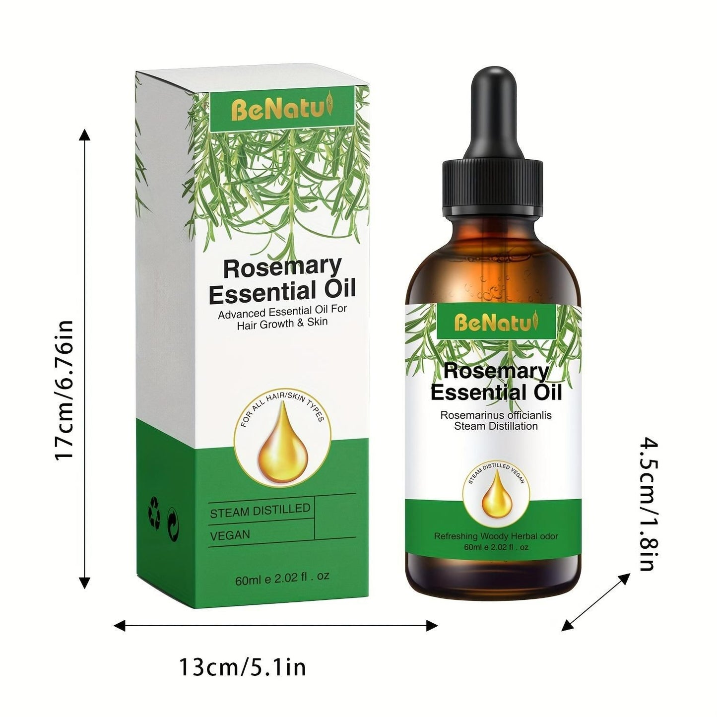 Organic Rosemary Essential Oil for Hair 60ml