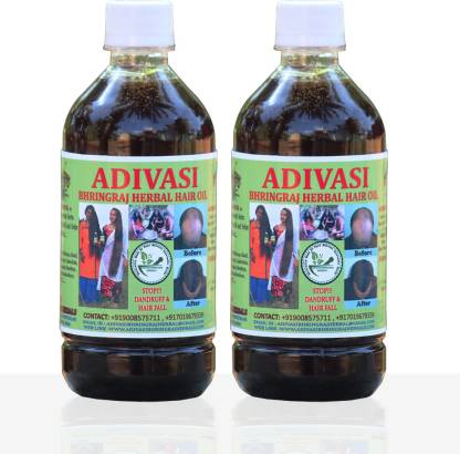 Donnara Organics Adivasi Bhringraj Hair oil - 100   Pure Herbal and Ayurvedic Combo pack of 2 bottles of 125 ml(250 ML)