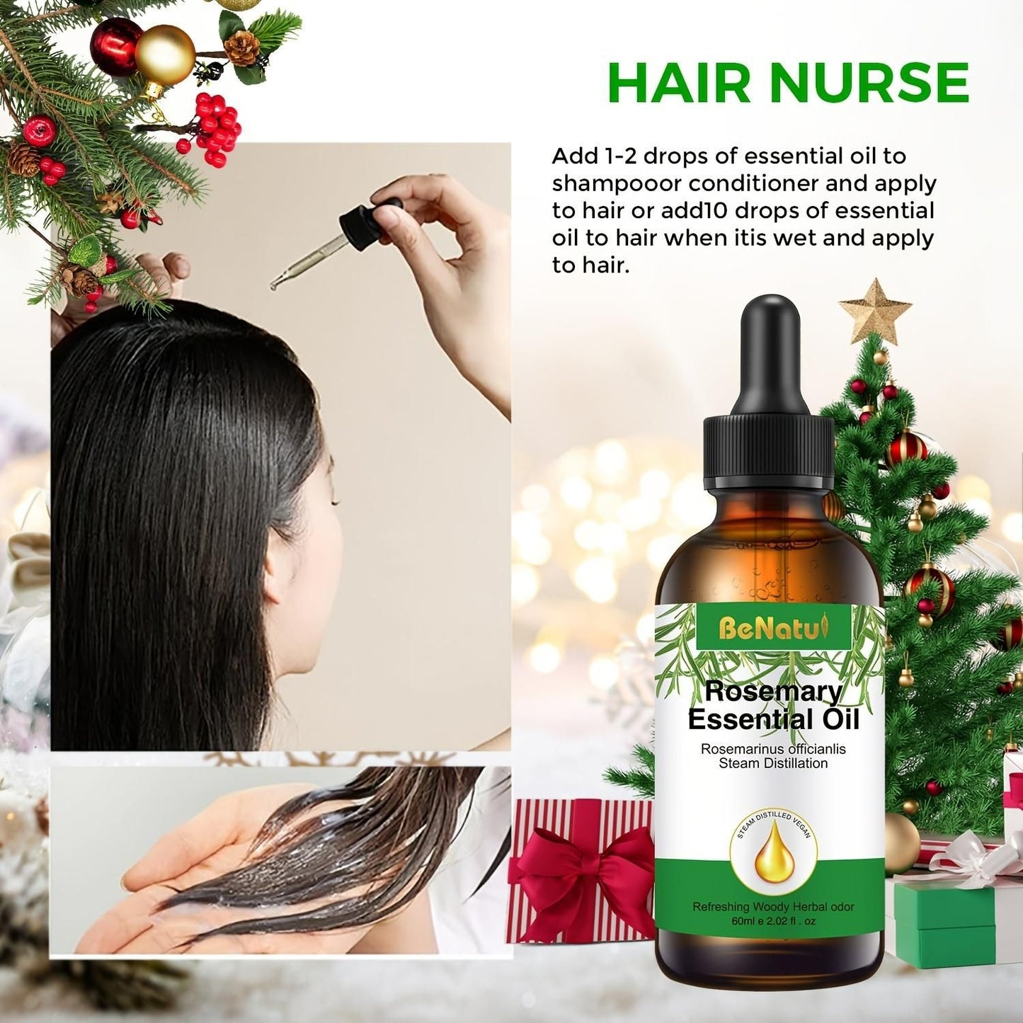 Organic Rosemary Essential Oil for Hair 60ml