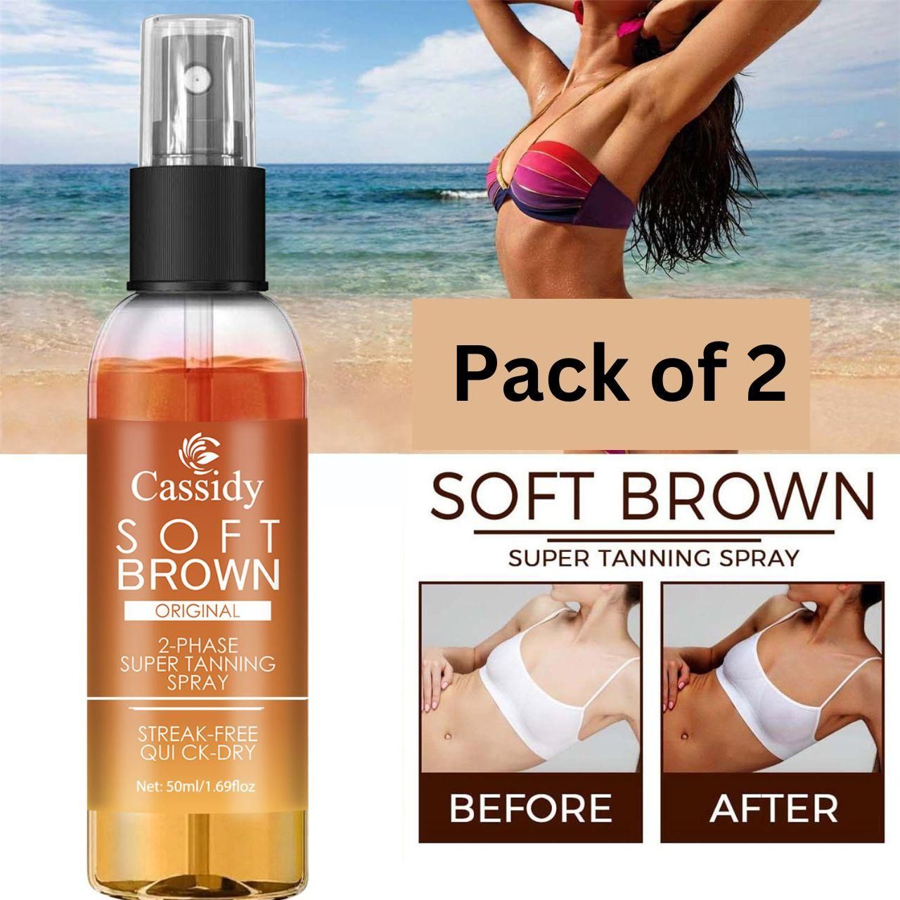 CASSIDY Soft Brown, 2-Phase Super Tanning Spray, 50ml (Pack of 2)