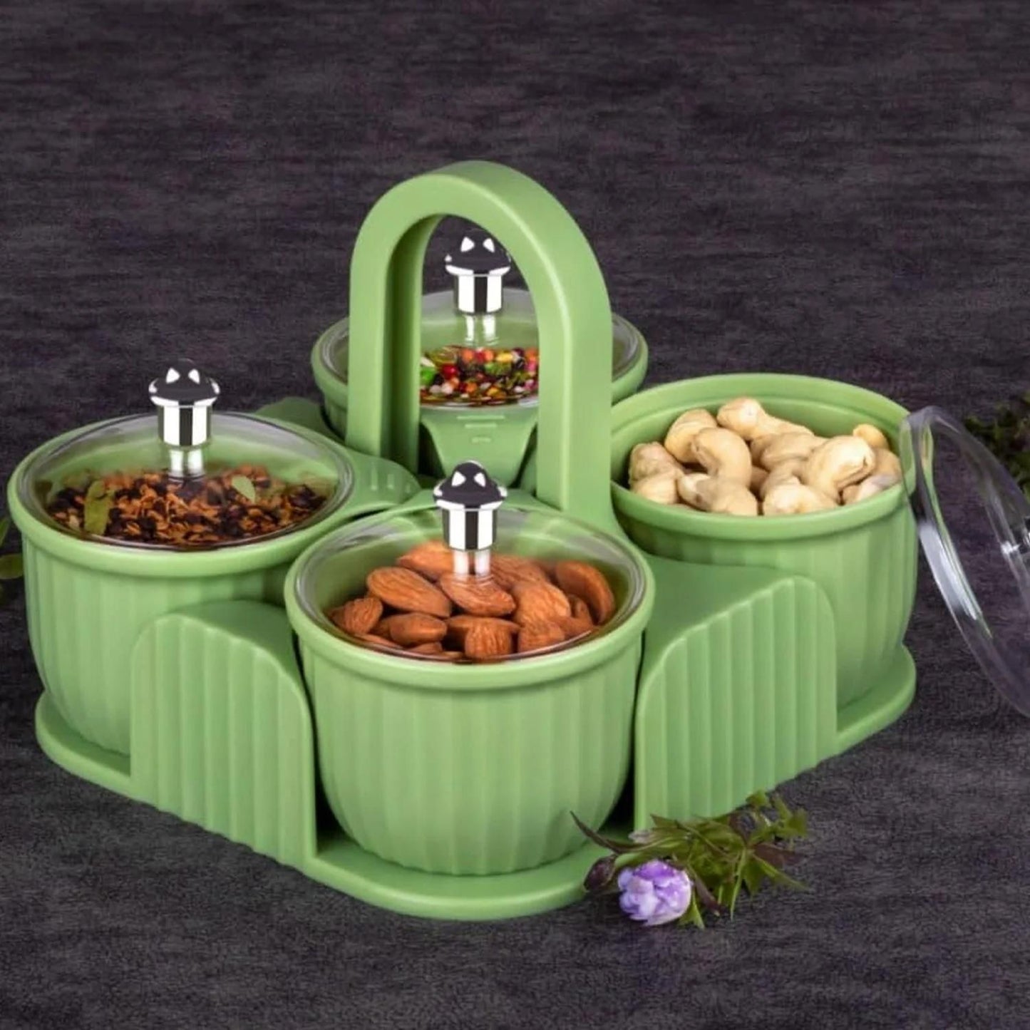 Multipurpose 4 pcs Storage Jar with Tray