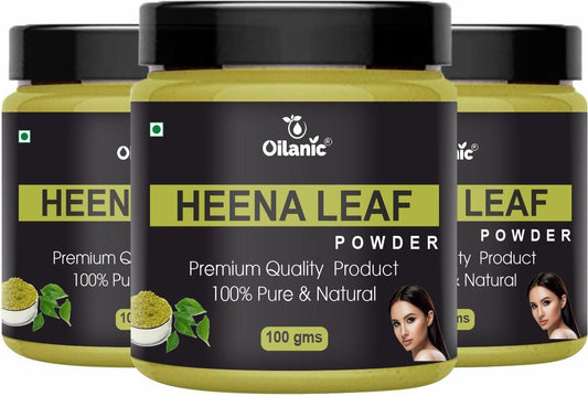 Oilanic  Pure & Natural Heena Leaf Powder- For Skin & Hair Combo Pack of 3 Jar (300gm))