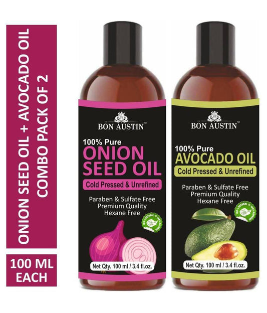 Bon Austin 100% Pure & Natural Onion Seed Oil & Avocado Hair Oil (Pack of 2)