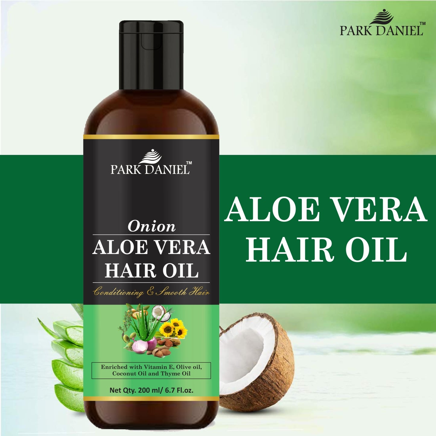 Park Daniel Premium Onion Aloe Vera Hair Oil Enriched With Vitamin E-For Conditioning and Smooth Hair (200 ml)