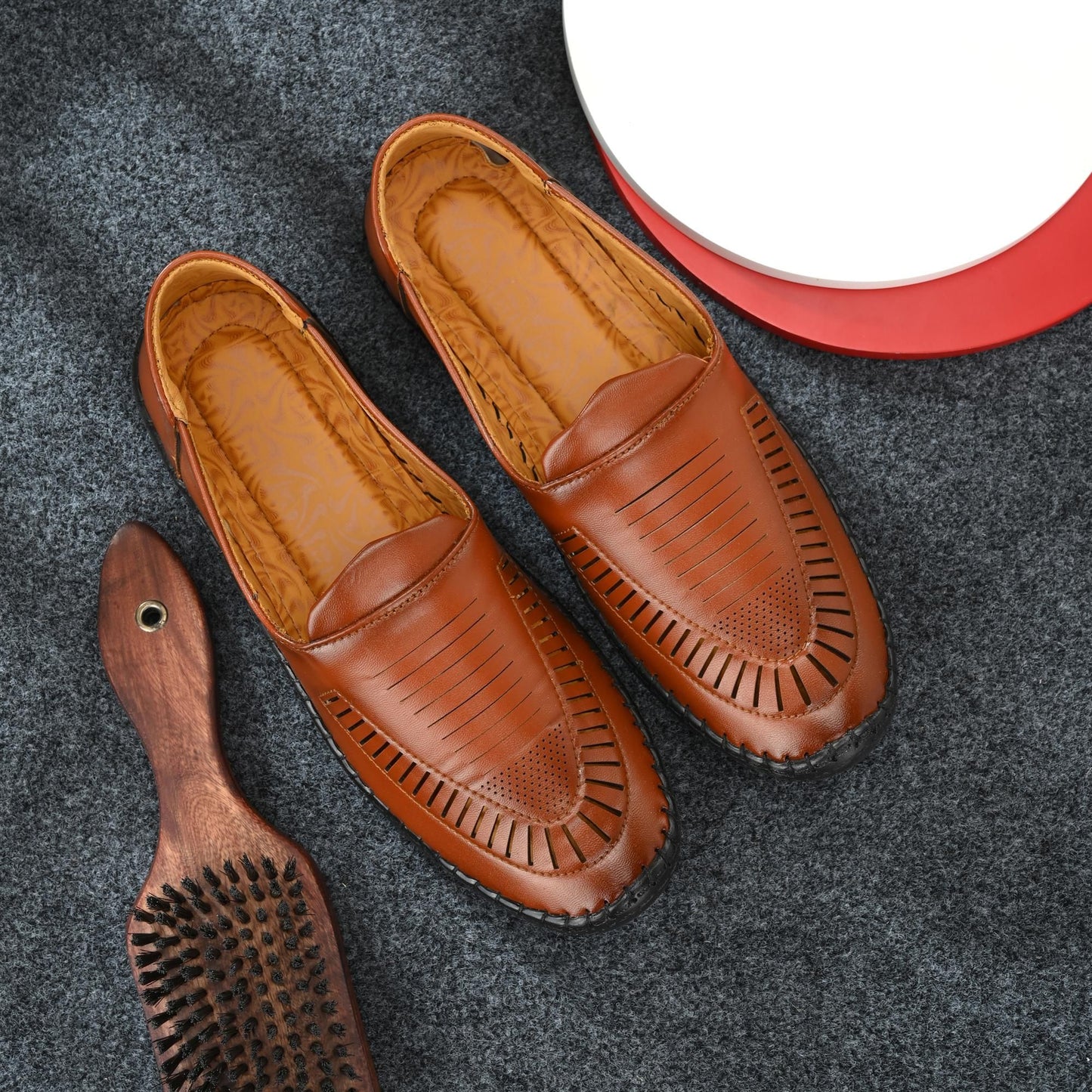 Men's Tan Formal Synthetic Leather Loafers