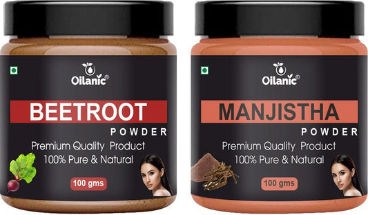 Oilanic  Pure & Natural Beetroot & Manjistha Powder- For Skin & Hair Combo Pack of 2 Jar 100gm (200gm)