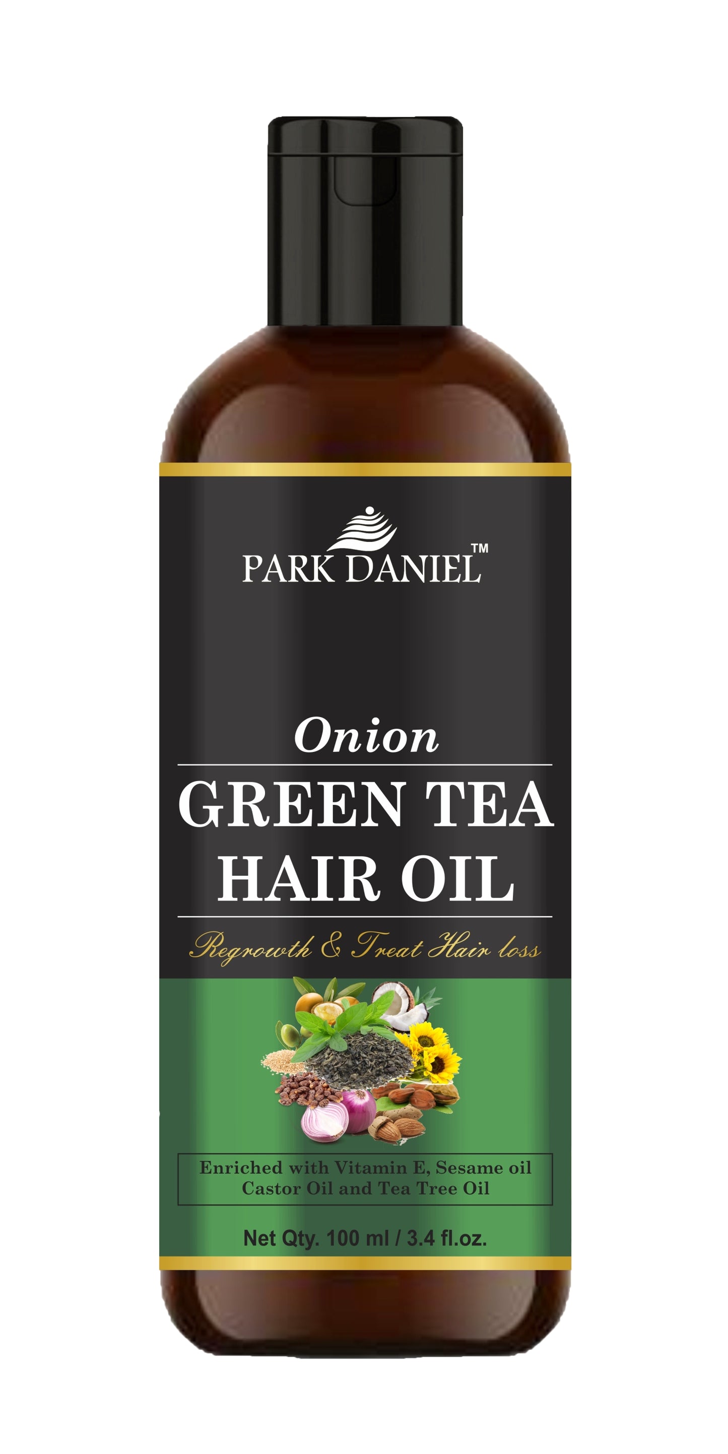 Park Daniel Premium Onion Green Tea Hair Oil Enriched With Vitamin E -For Hair Fall Control (100 ml)