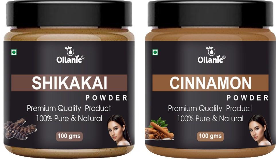 Oilanic  Pure & Natural Shikakai & Cinnamon Powder- For Skin & Hair Combo Pack of 2 Jar 100gm (200gm)