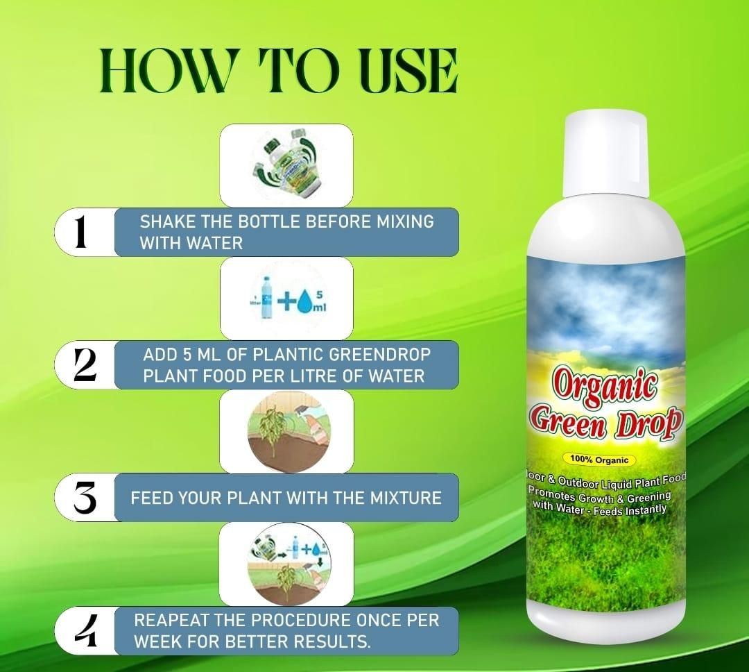 Organic GreenDrop Plant Food Liquid Fertilizer For Plant Growth & Greening Pack of 2