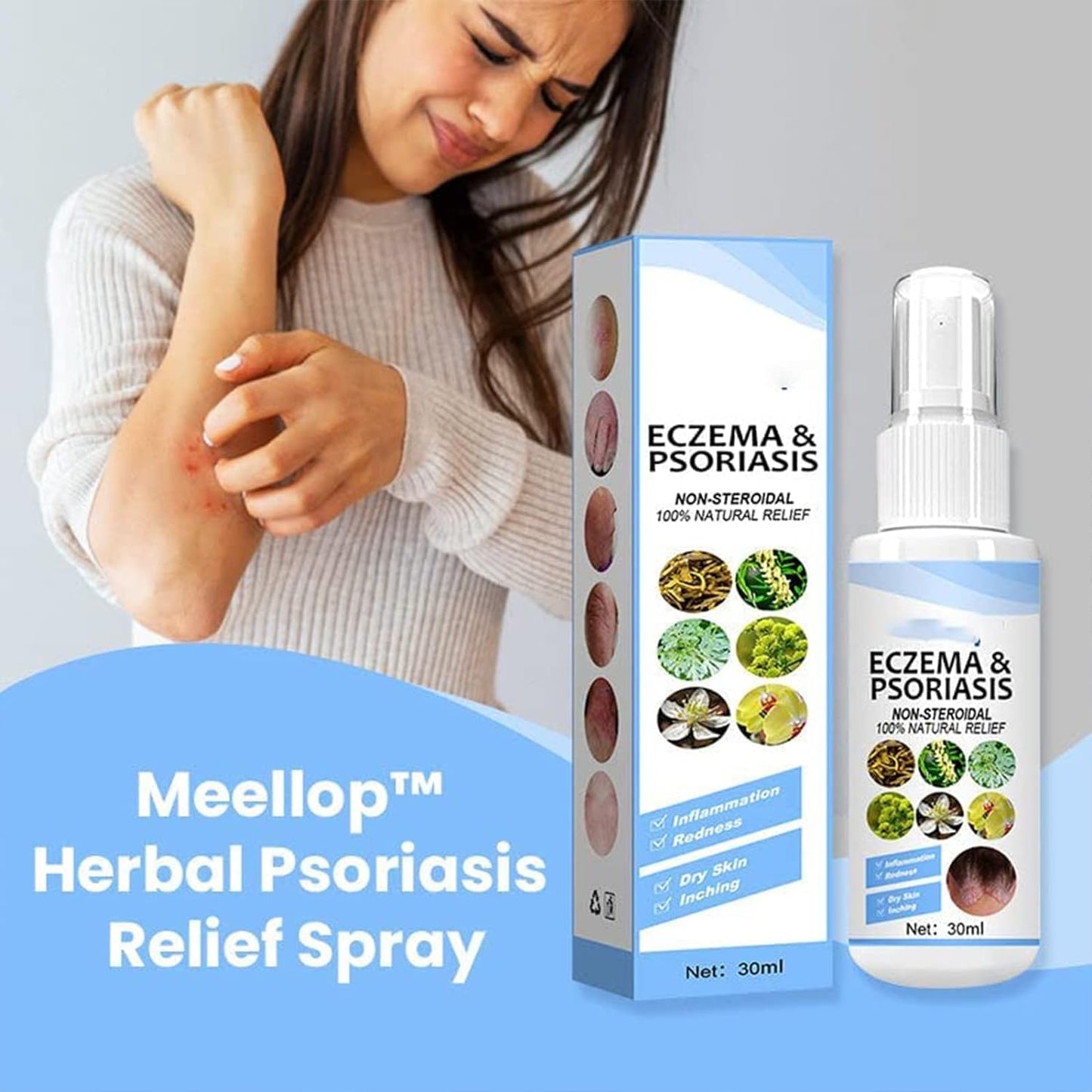 Herbal Psoriasis Relief Spray -Eczema Relief Spray, Stops Burning and Itching Pack of 1 of 30ML