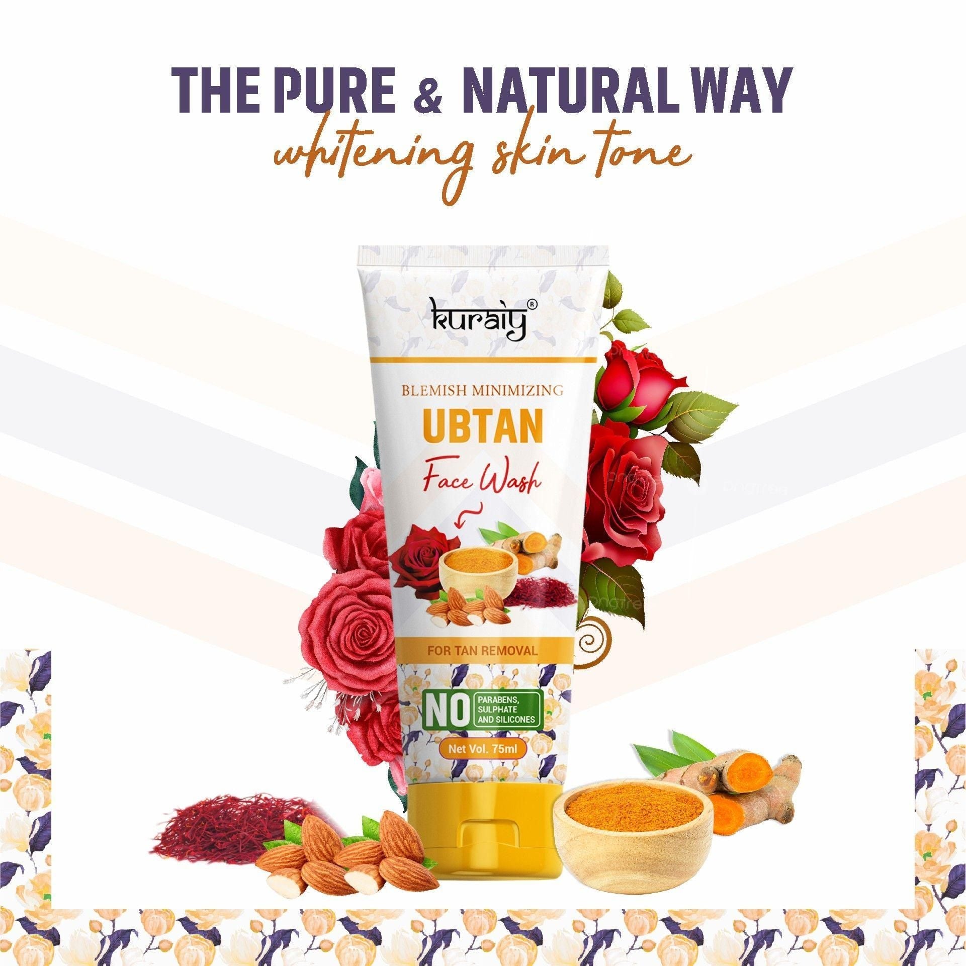 KURAIY Ubtan Natural Face Wash for All Skin Type Skin brightening (75ML) - Deal IND.