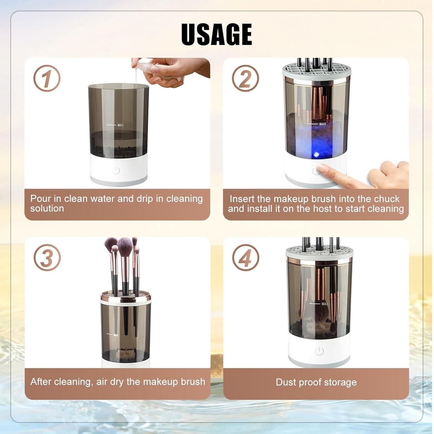 Make Up Brush Cleaner,Electric Brush Cleaner, USB Rechargeable Automatic Deep Cosmetic Cleaning Device - Deal IND.