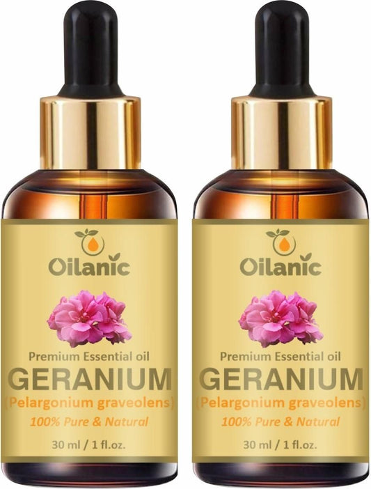 Oilanic Premium Geranium Essential Oil Combo pack of 2 bottles of 30 ml(60 ml) - Deal IND.