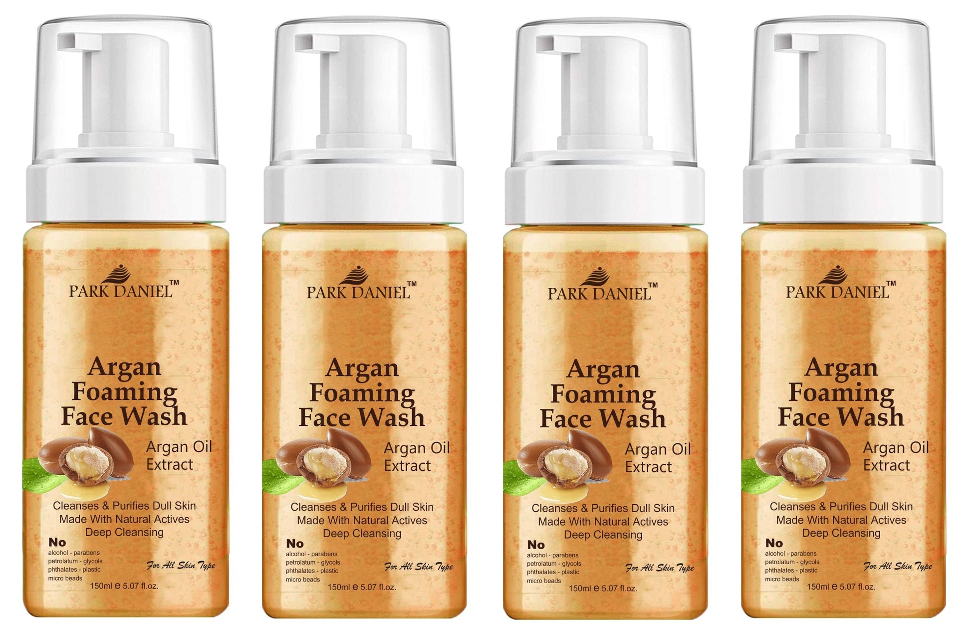 Park Daniel Argan Oil Foaming Face Wash For Deep Cleansing for Normal to Dry Skin Combo Pack of 4 of 150 ML(600 ML) - Deal IND.