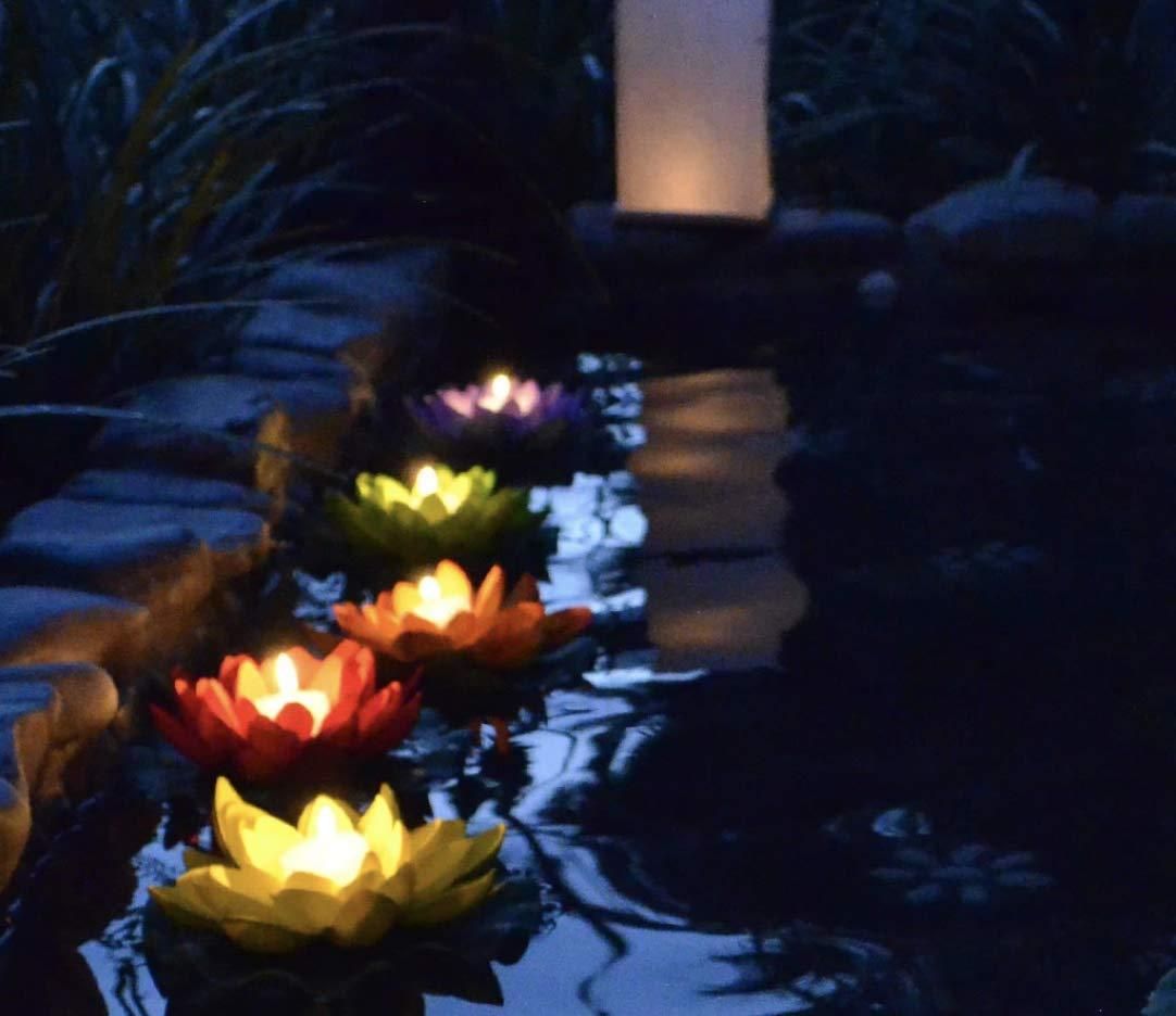 Lotus Flower Floating Diya Set with Water Sensor (Set of 6) - Deal IND.