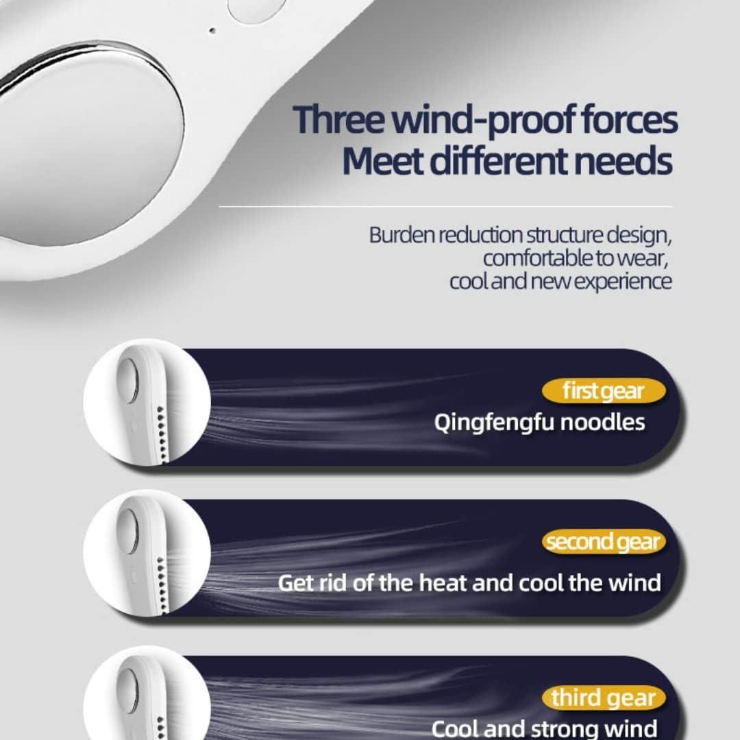 Portable Neck Fan, Hands Free Wearable Bladeless Fan, Ultra Light Rechargeable Mini USB Fan for Travel/Home/Office, 3 Speeds - Deal IND.
