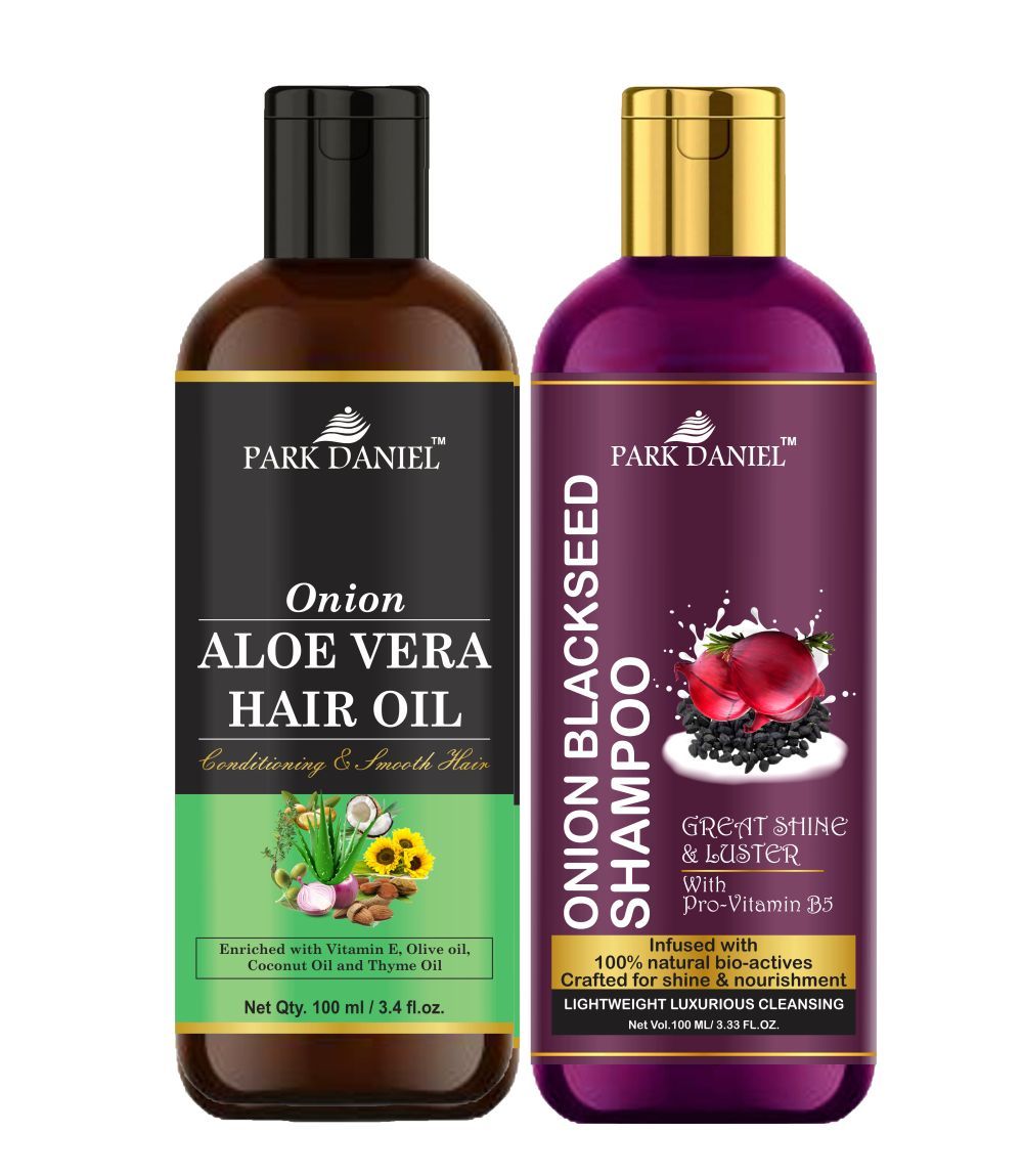 Park Daniel Aloe Vera Oil & Onion Blackseed Shampoo Combo Pack Of 2 bottle of 100 ml(200 ml) - Deal IND.