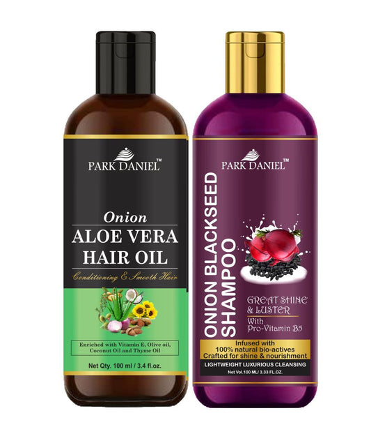 Park Daniel Aloe Vera Oil & Onion Blackseed Shampoo Combo Pack Of 2 bottle of 100 ml(200 ml) - Deal IND.