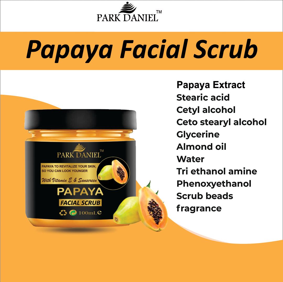 Park Daniel Papaya and Mix Fruit Facial Scrub For Balck Head & Dead Skin Removal Combo Pack of 2 Jars of 100 ml(200 ml) - Deal IND.