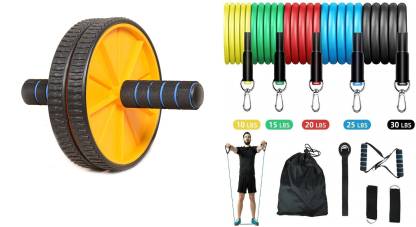 Toning Tube Band with  Abs Wheel for Workout - Deal IND.