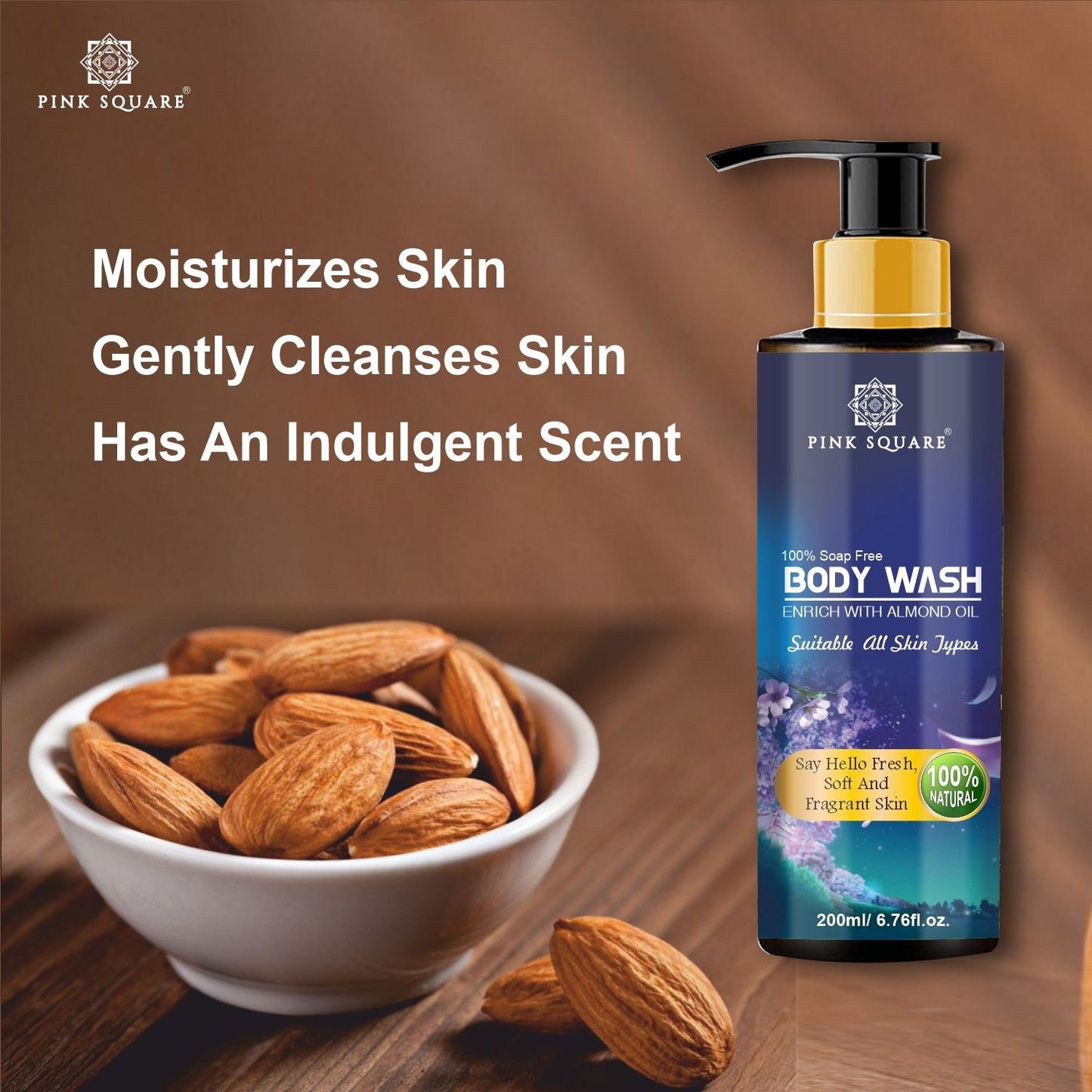 Natural Ultra Rich Body Wash Enriched With Almond and Coconut Oil - For Skin Nourishment and Moisture Care 200 ml - Deal IND.