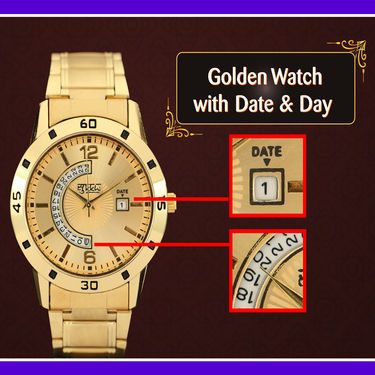 Fidato Golden Watch With Golden Chain Combo� - Deal IND.