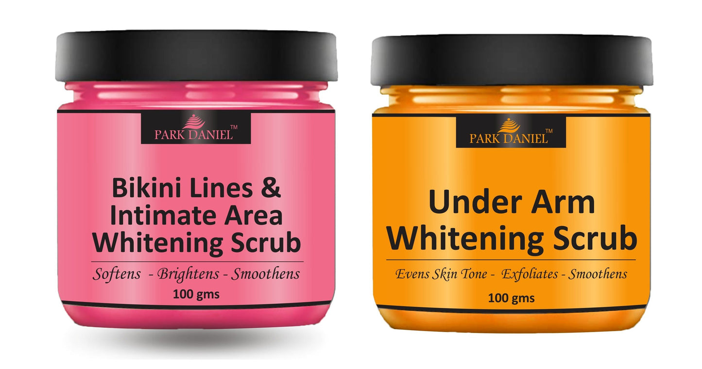 Park Daniel Bikini Lines Intimate Area & Underarms Whitening Scrub | Body & Facial Cleaning Scrub Skin Polishing Combo Pack of 2 100 gms(200 gms) - Deal IND.