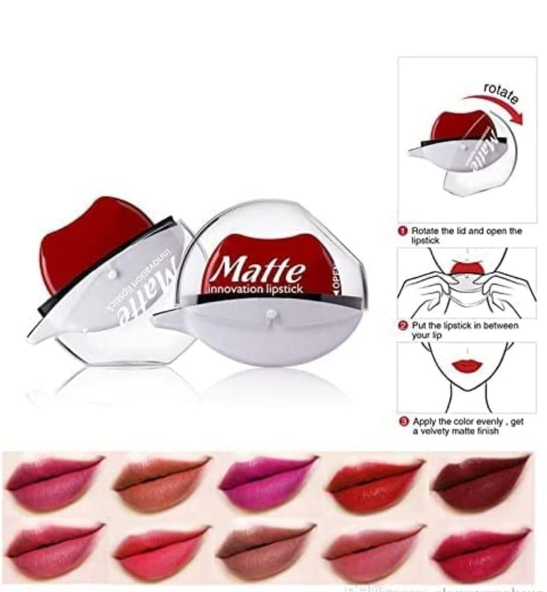 5 in 1 Matte Finish Lipstick in One Stroke (Pack of 2) - Deal IND.