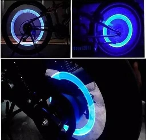 Bike/Bicycle Tyre Led Light Rim Valve Cap Flashing With Motion Sensor (Blue) - Deal IND.