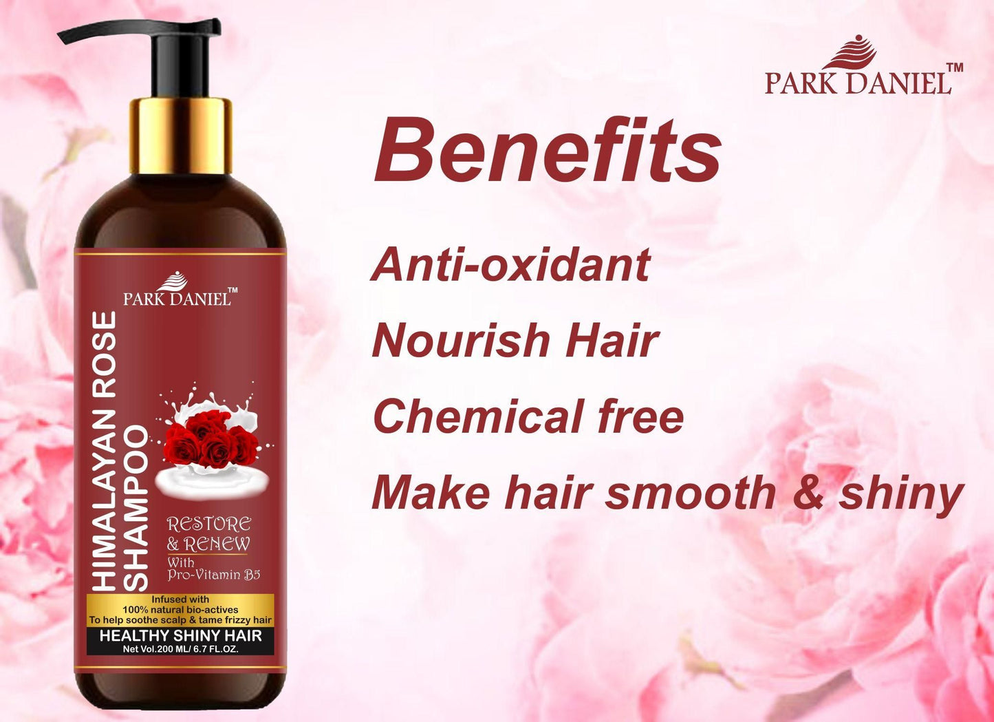 Park Daniel Natural Rose Shampoo -For Healthy and Shiny Hair (200 ml) - Deal IND.