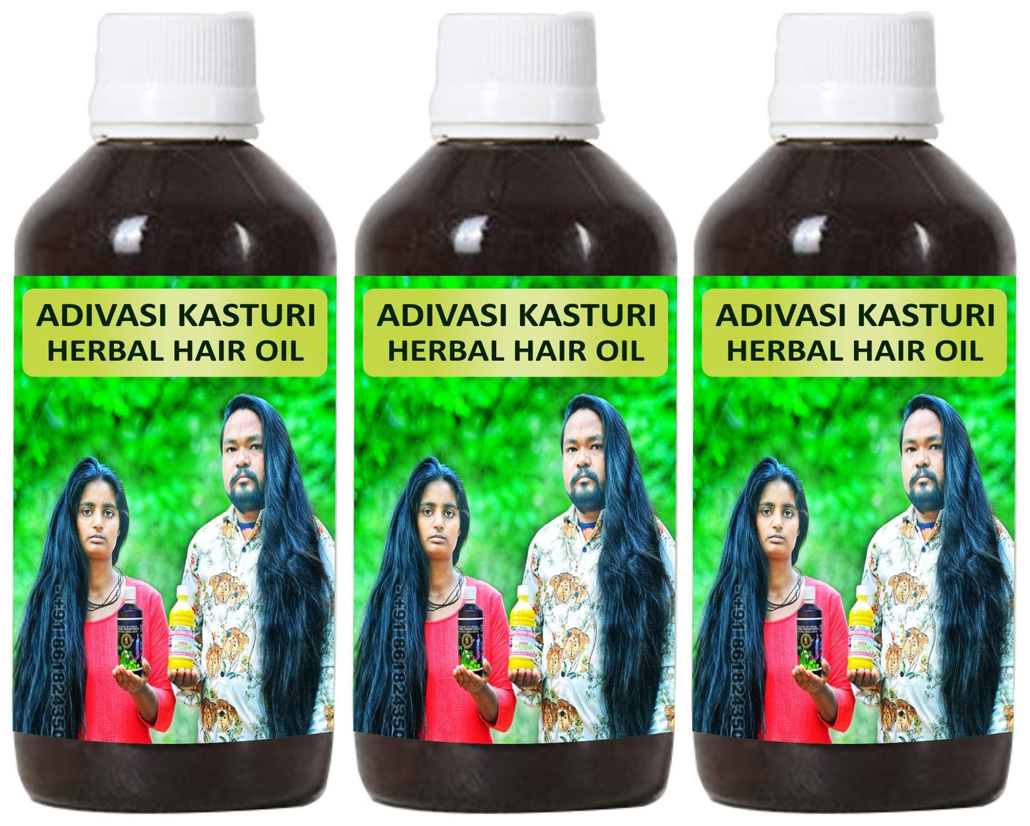 Donnara Organics Adivasi Kasturi Herbal Hair Oil For Faster Hair Growth Combo pack of 3 bottles of 125 ml(375 ML) - Deal IND.