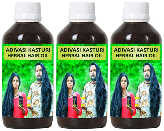 Donnara Organics Adivasi Kasturi Herbal Hair Oil For Faster Hair Growth Combo pack of 3 bottles of 125 ml(375 ML) - Deal IND.