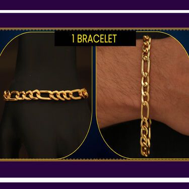 Fidato Pack Of 2 Golden Chain With Bracelet + Ring + Digital Watch Combo - Deal IND.