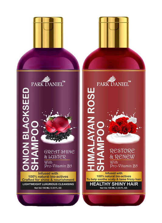 Park Daniel Premium Pure and Natural Onion Blackseed Shampoo & Himalaya Rose Shampoo Combo Pack Of 2 bottle of 100 ml(200 ml) - Deal IND.