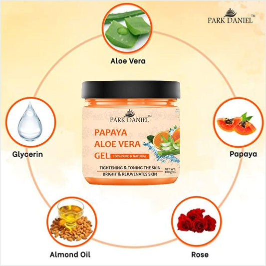 Park Daniel Papaya & Aloe Vera Extract Gel For Skin Tightening, Toning, Brightening and Rejuvenates 100 grams - Deal IND.