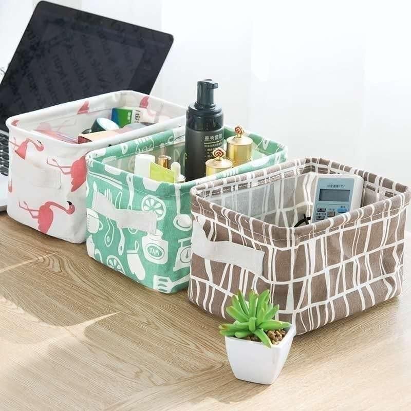 Canvas Fabric Basket with Handle - Deal IND.