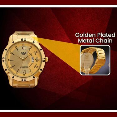Fidato Golden Watch With Golden Chain with Free Digital Watch Combo - Deal IND.