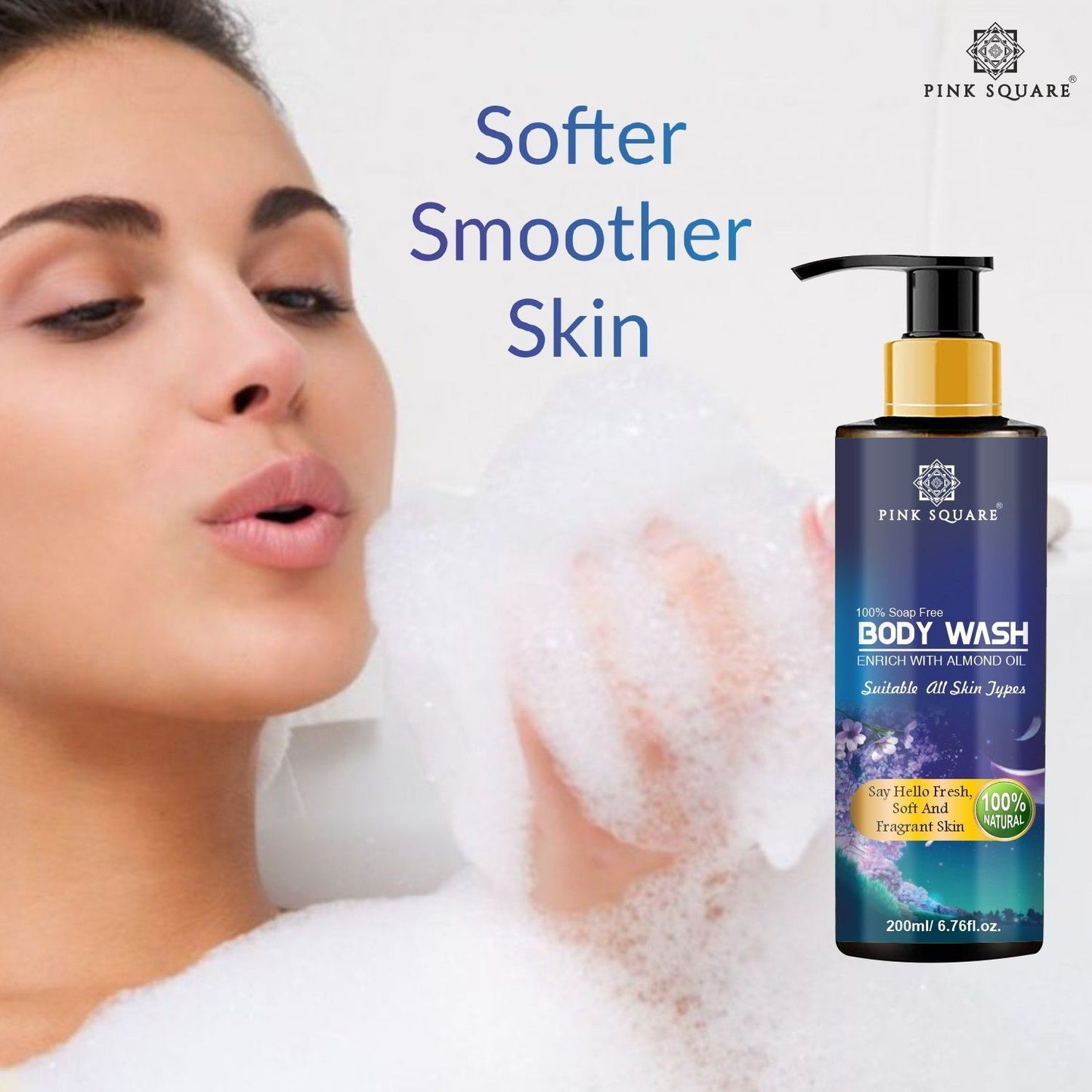 Natural Ultra Rich Body Wash Enriched With Almond and Coconut Oil - For Skin Nourishment and Moisture Care 200 ml - Deal IND.