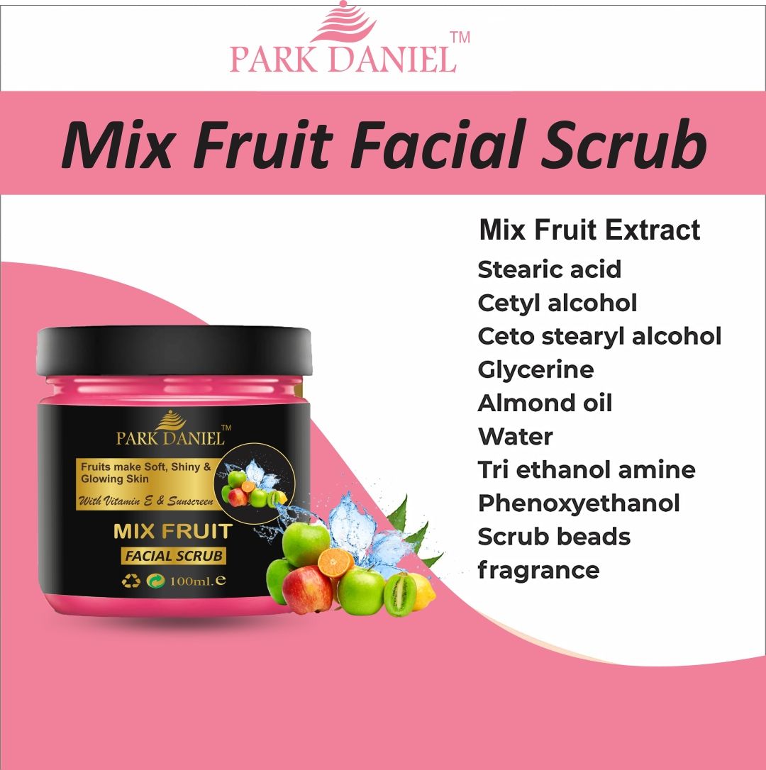 Park Daniel Papaya and Mix Fruit Facial Scrub For Balck Head & Dead Skin Removal Combo Pack of 2 Jars of 100 ml(200 ml) - Deal IND.