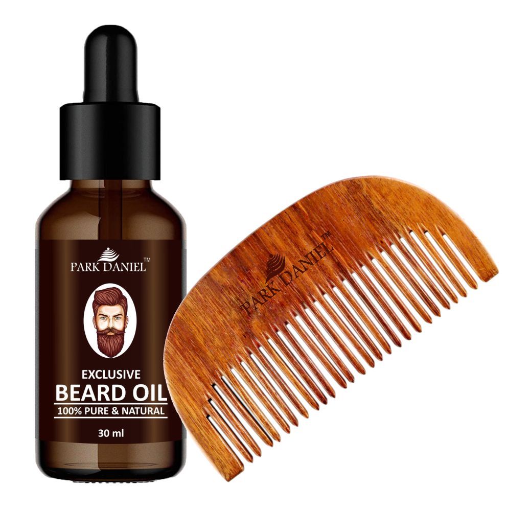 Park Daniel Combo Pack of Beard Oil 30 ml & Handcrafted Wooden Beard Comb ( 1 Pc.) - Deal IND.