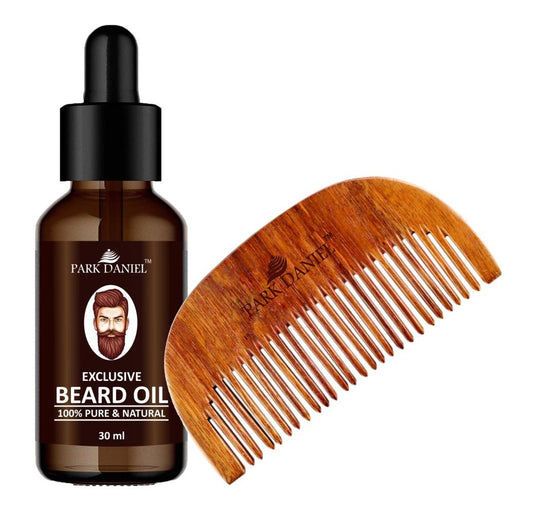 Park Daniel Combo Pack of Beard Oil 30 ml & Handcrafted Wooden Beard Comb ( 1 Pc.) - Deal IND.