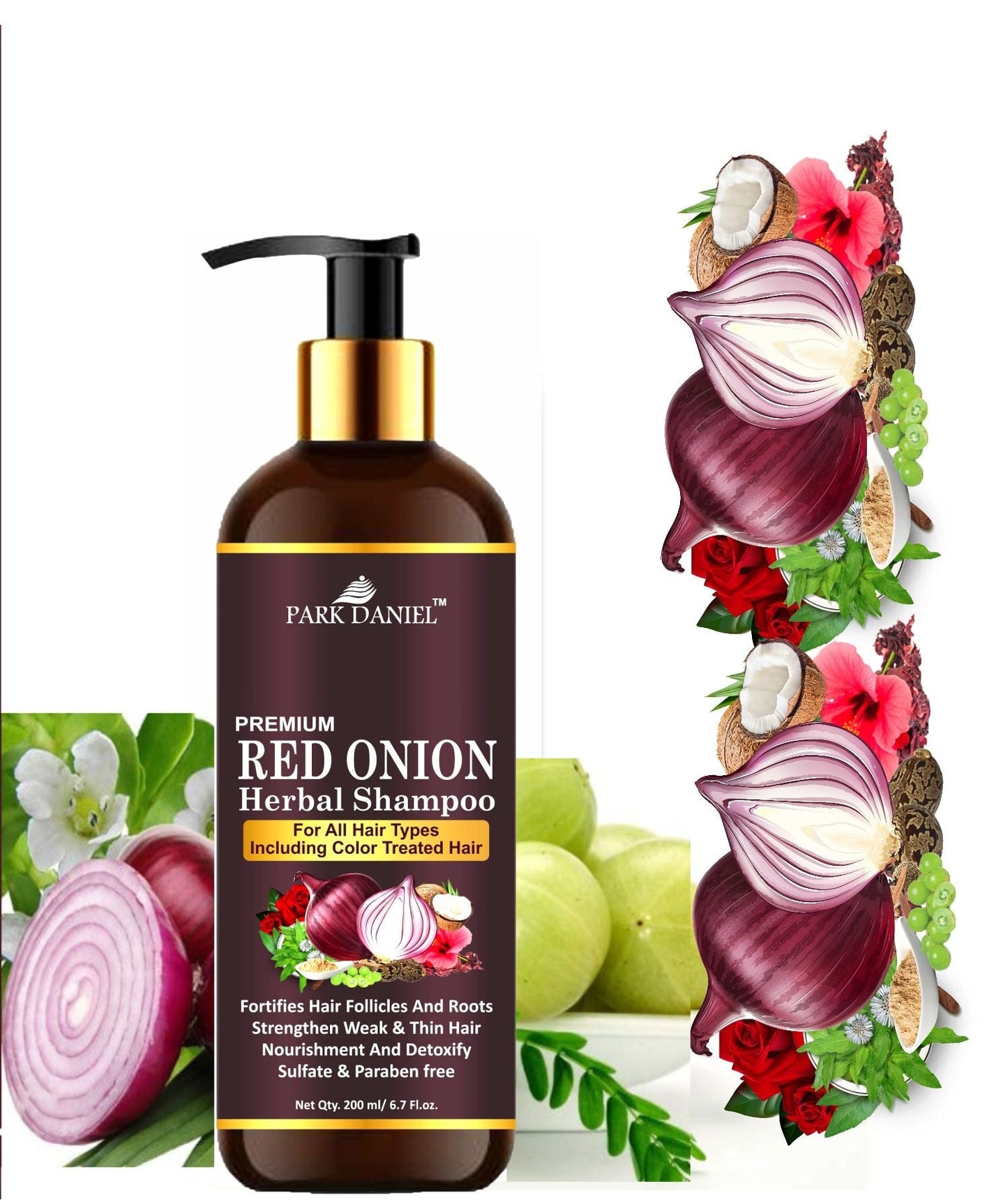 Park Daniel Red Onion Shampoo & Onion Blackseed Shampoo Combo Pack Of 2 bottle of 200 ml(400 ml) - Deal IND.