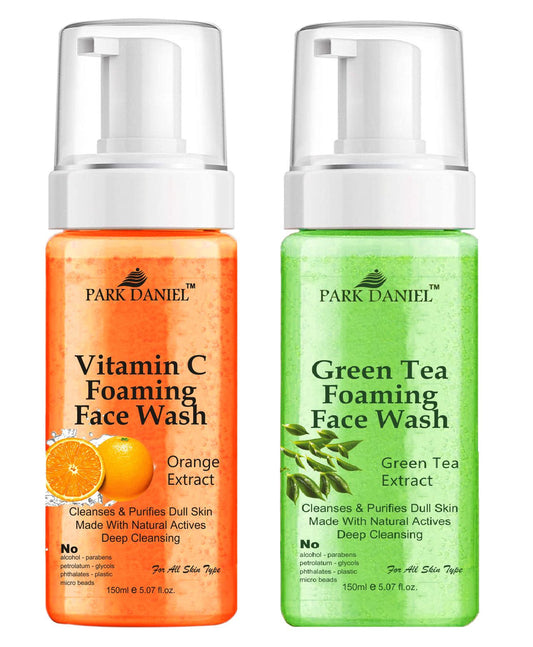 Park Daniel Vitamin C and Green Tea Foaming Face Wash For Deep Cleansing for Normal to Dry Skin Combo Pack of 2 of 150 ML(300 ML) - Deal IND.