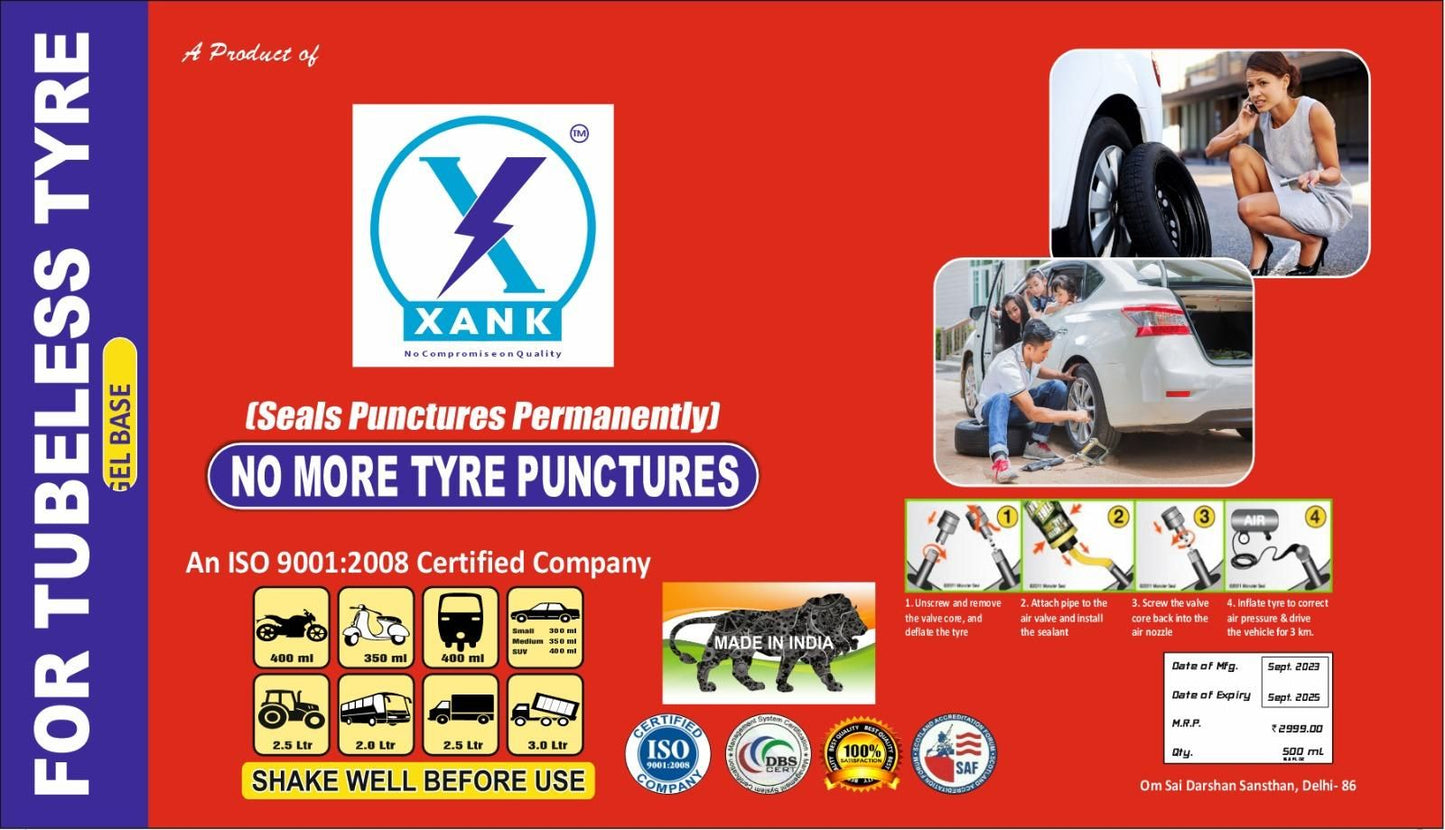 XANK Tyre Sealer Pack Of 2 NO PUNCHER Tubeless Tyre Puncture Repair Kit - Deal IND.