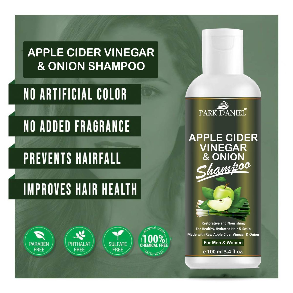 Park Daniel Apple Cider vinegar Onion Shampoo(100 ml), Black - Deal IND.