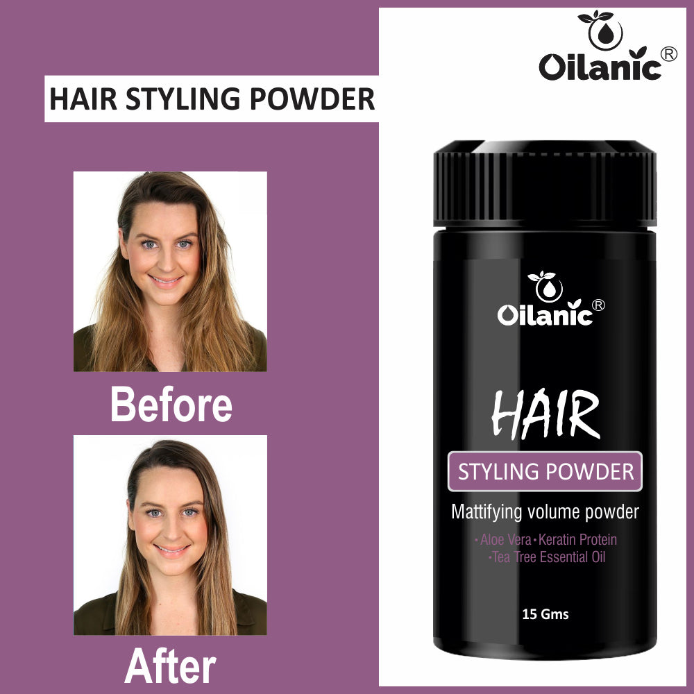 Oilanic Hair Volumizing Powder strong hold | Matte Finish | 24 hrs hold | Natural & Safe Hair Styling Powder Pack of 1 15 Gms - Deal IND.